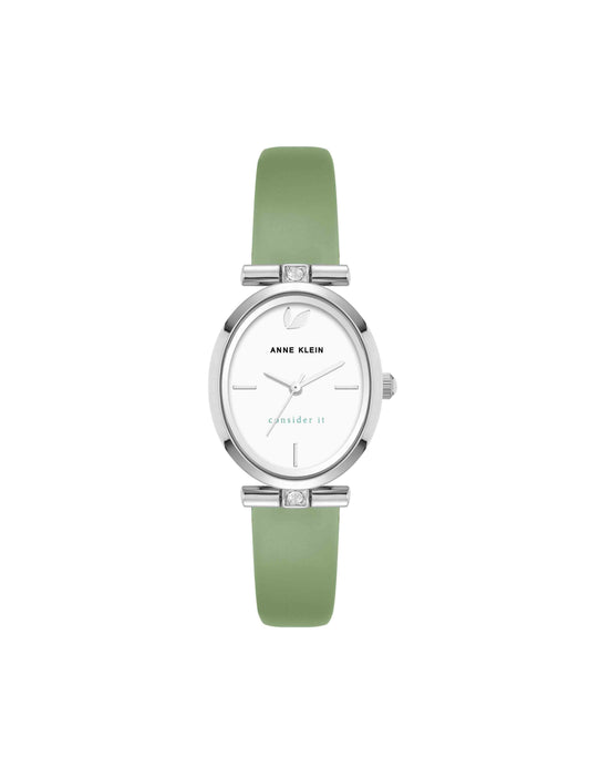 Anne Klein Consider It Oval Case Leather Watch