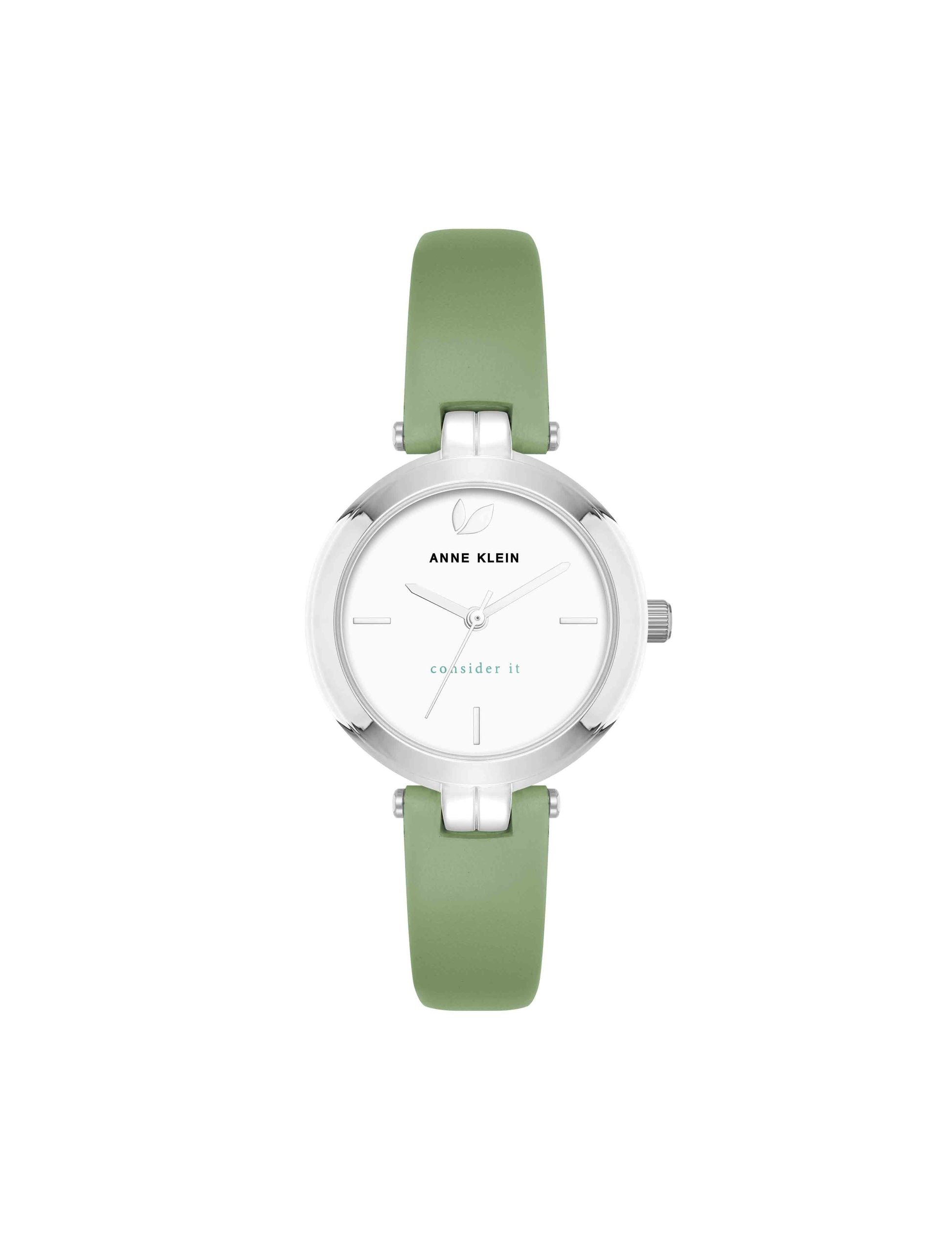 Anne Klein Consider It Round Sustainable Leather Band Watch