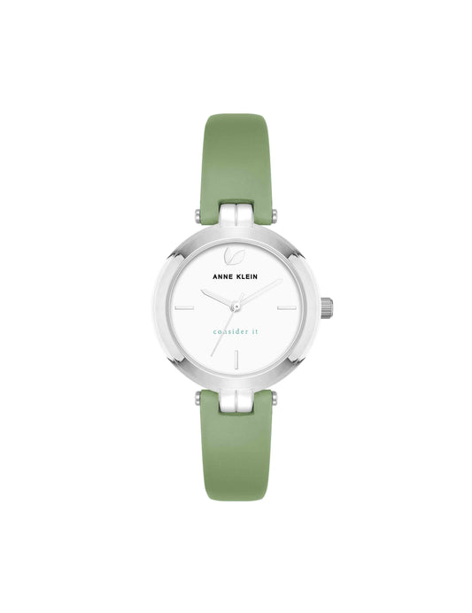 Anne Klein Consider It Round Sustainable Leather Band Watch