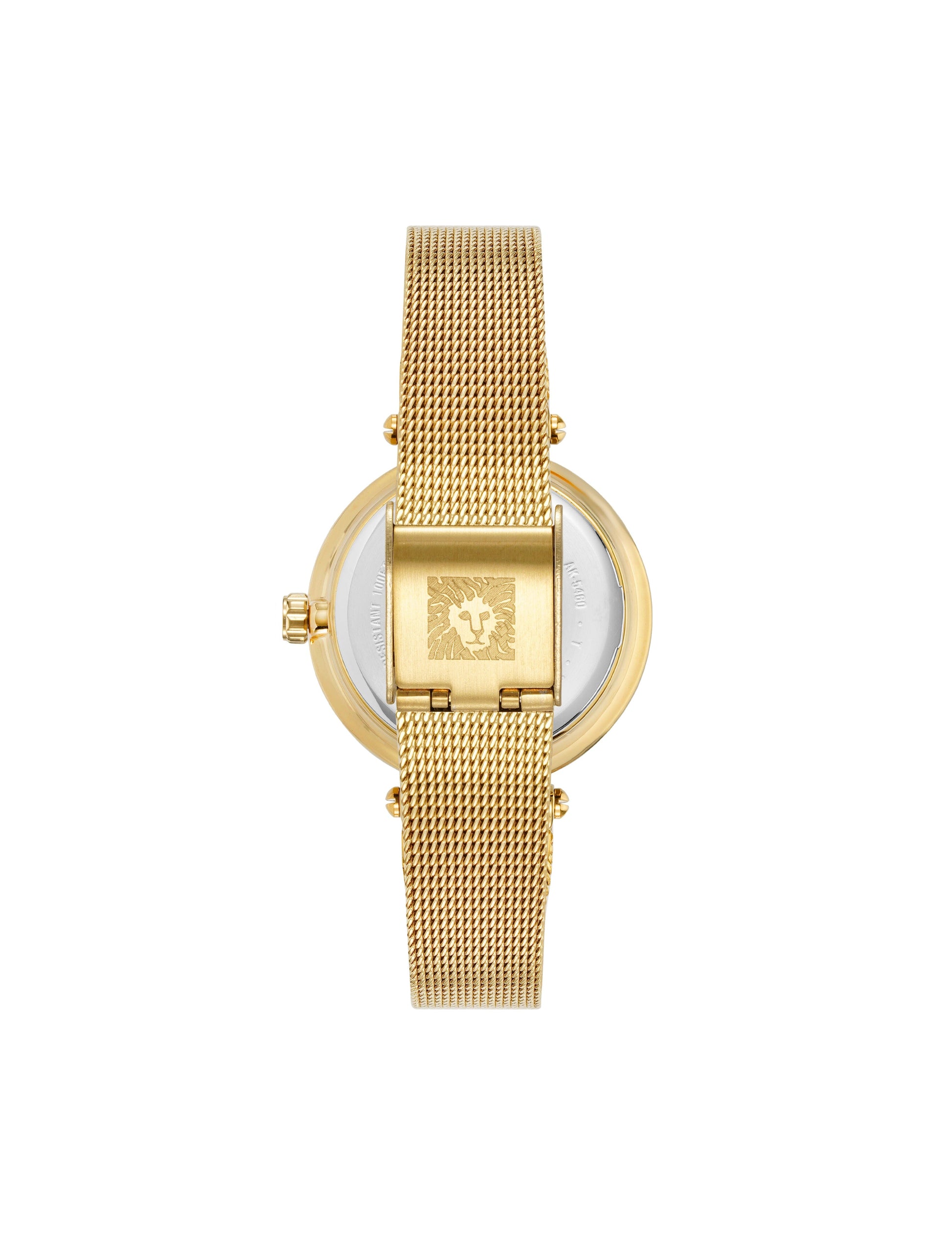 Anne Klein Butterfly Dial Leather Strap Watch in Gold-Tone