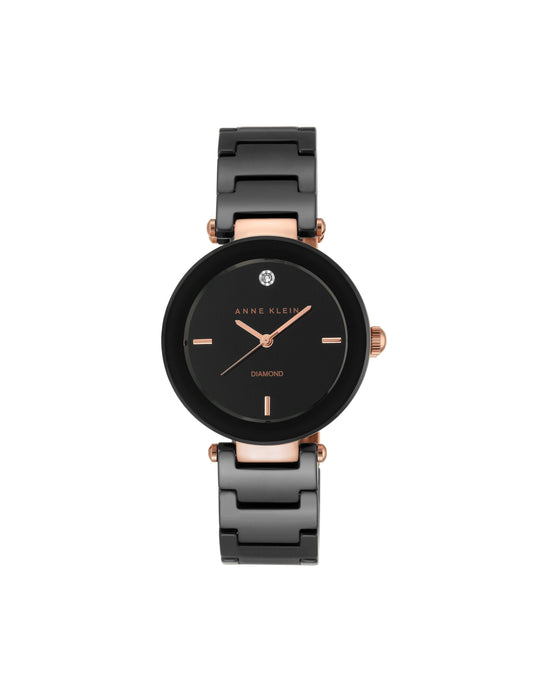 Anne Klein Ceramic Bracelet Watch with Diamonds
