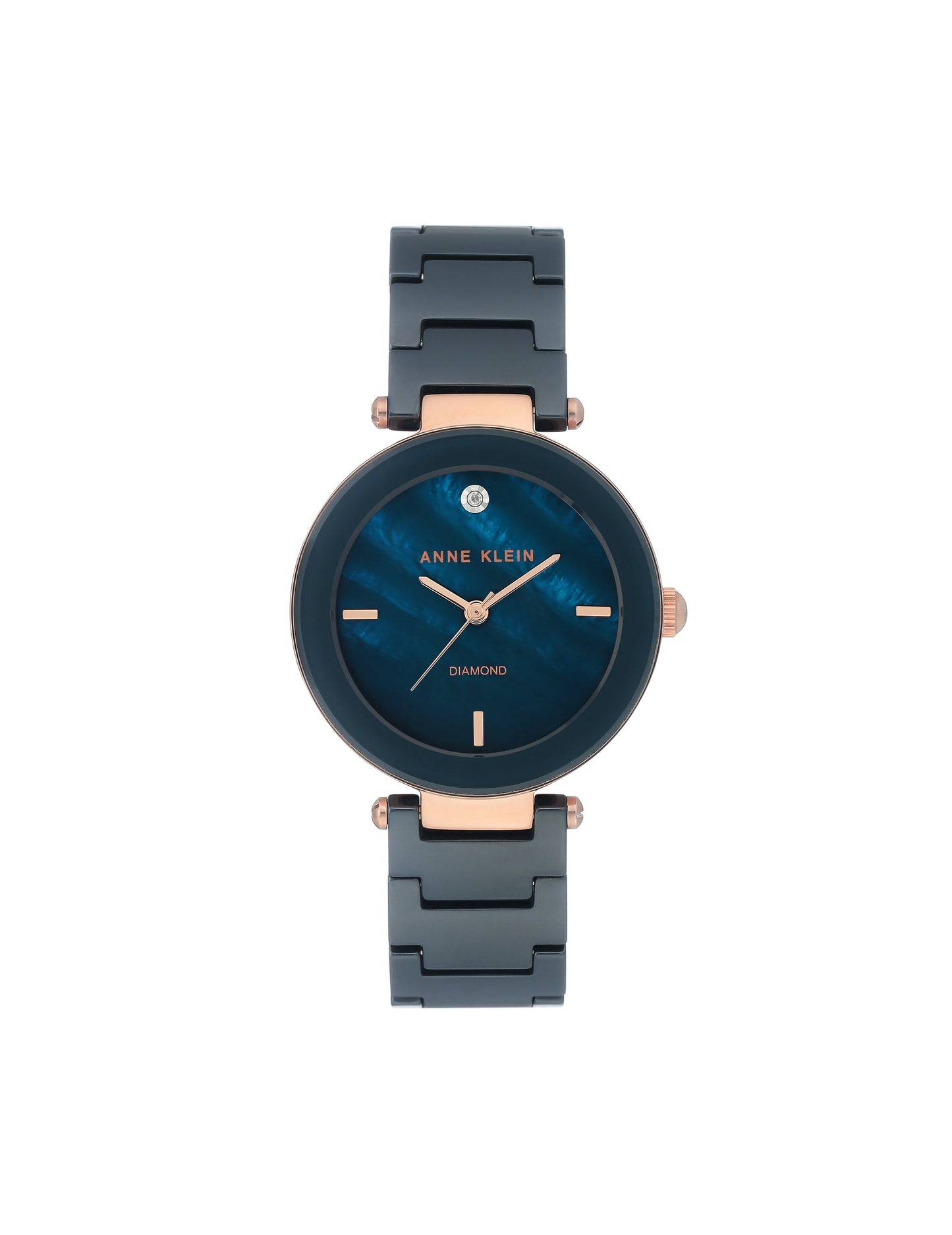 Anne Klein Ceramic Bracelet Watch with Diamond Accents