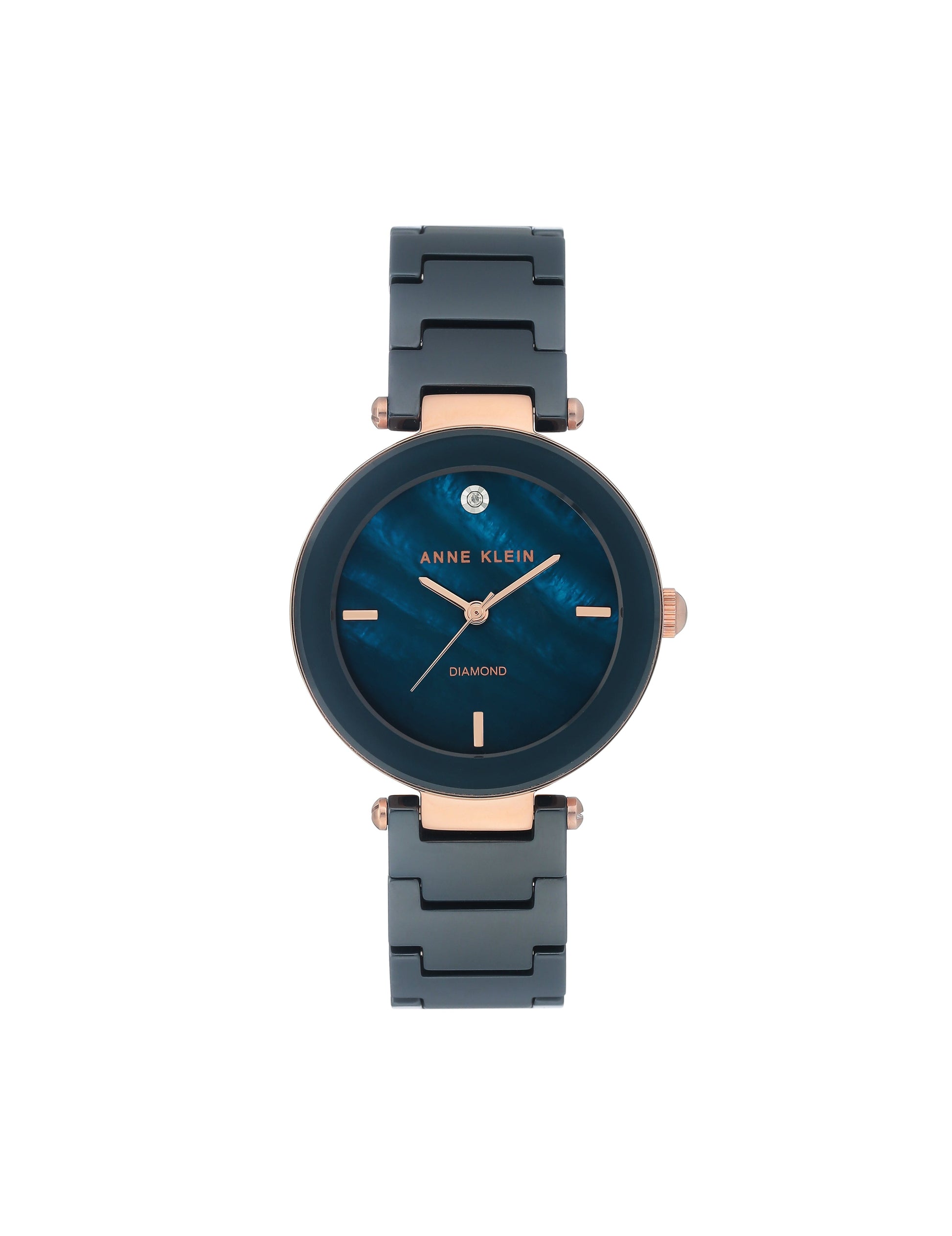 Anne Klein Ceramic Bracelet Watch with Diamond Accents