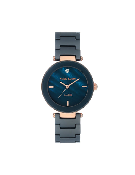 Anne Klein Ceramic Bracelet Watch with Diamond Accents