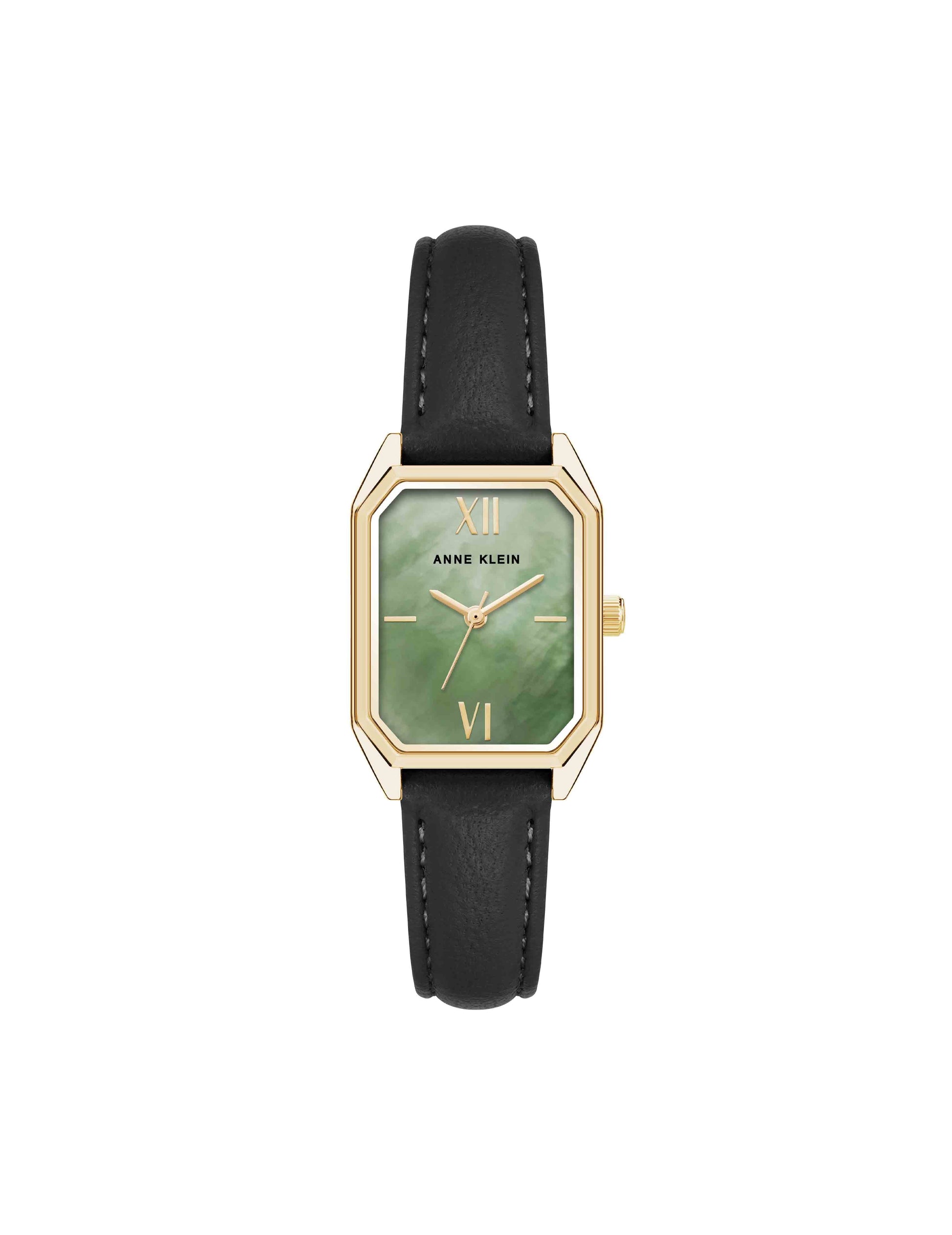 Anne Klein Octagonal Sustainable Leather Watch in Green