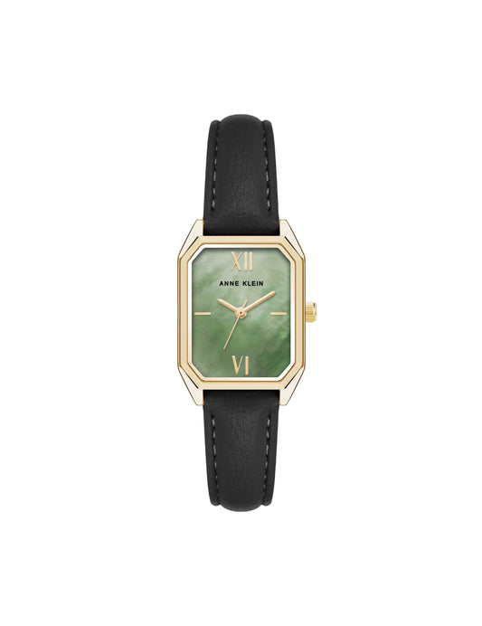 Anne Klein Octagonal Sustainable Leather Watch in Green