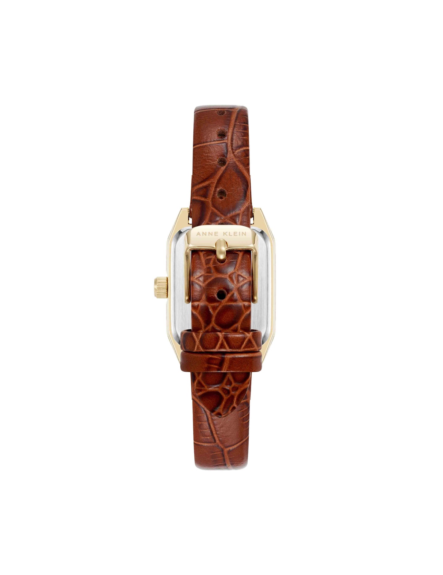 Anne Klein Octagonal Shaped Leather Strap Watch