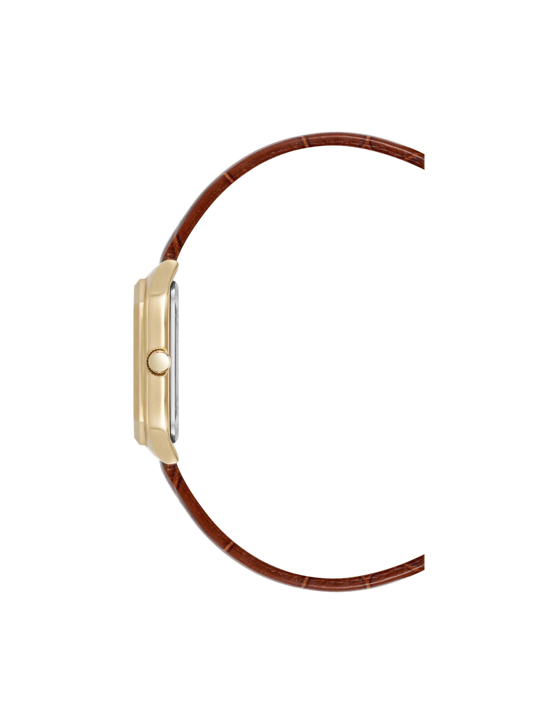 Anne Klein Octagonal Shaped Leather Strap Watch