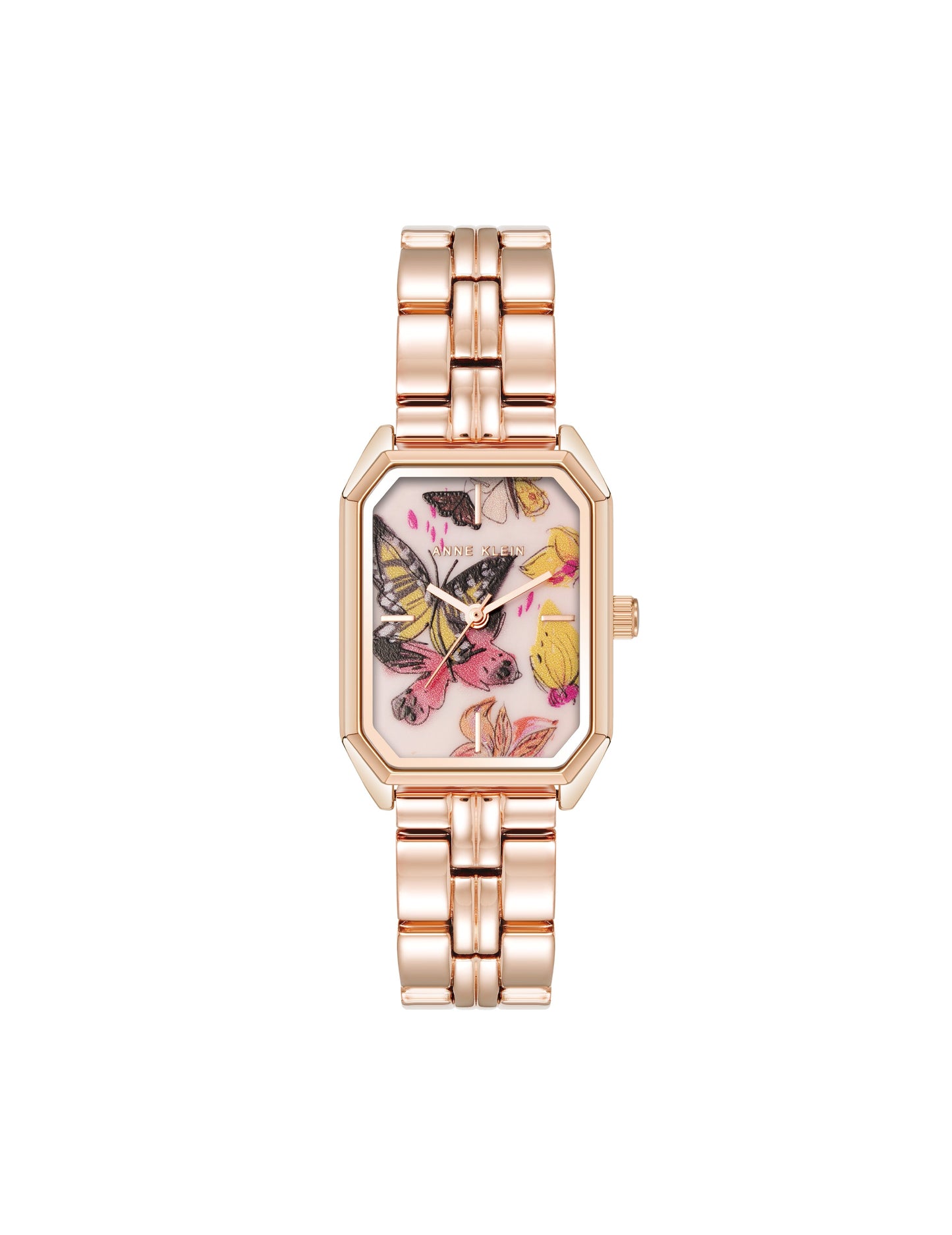 Anne Klein Butterfly Dial Leather Strap Watch in Rose Gold-Tone