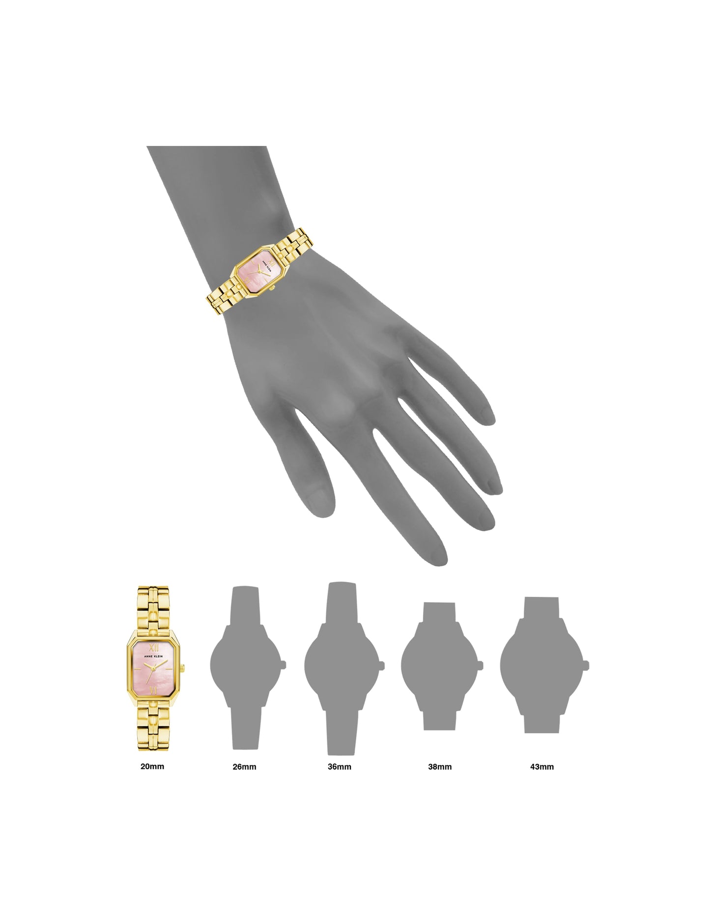 Anne Klein Octagonal Bracelet Watch in Gold & Pink