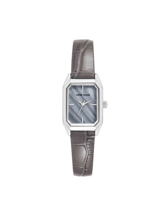 Anne Klein Petitie Octagonal Shaped Case Leather Strap Watch