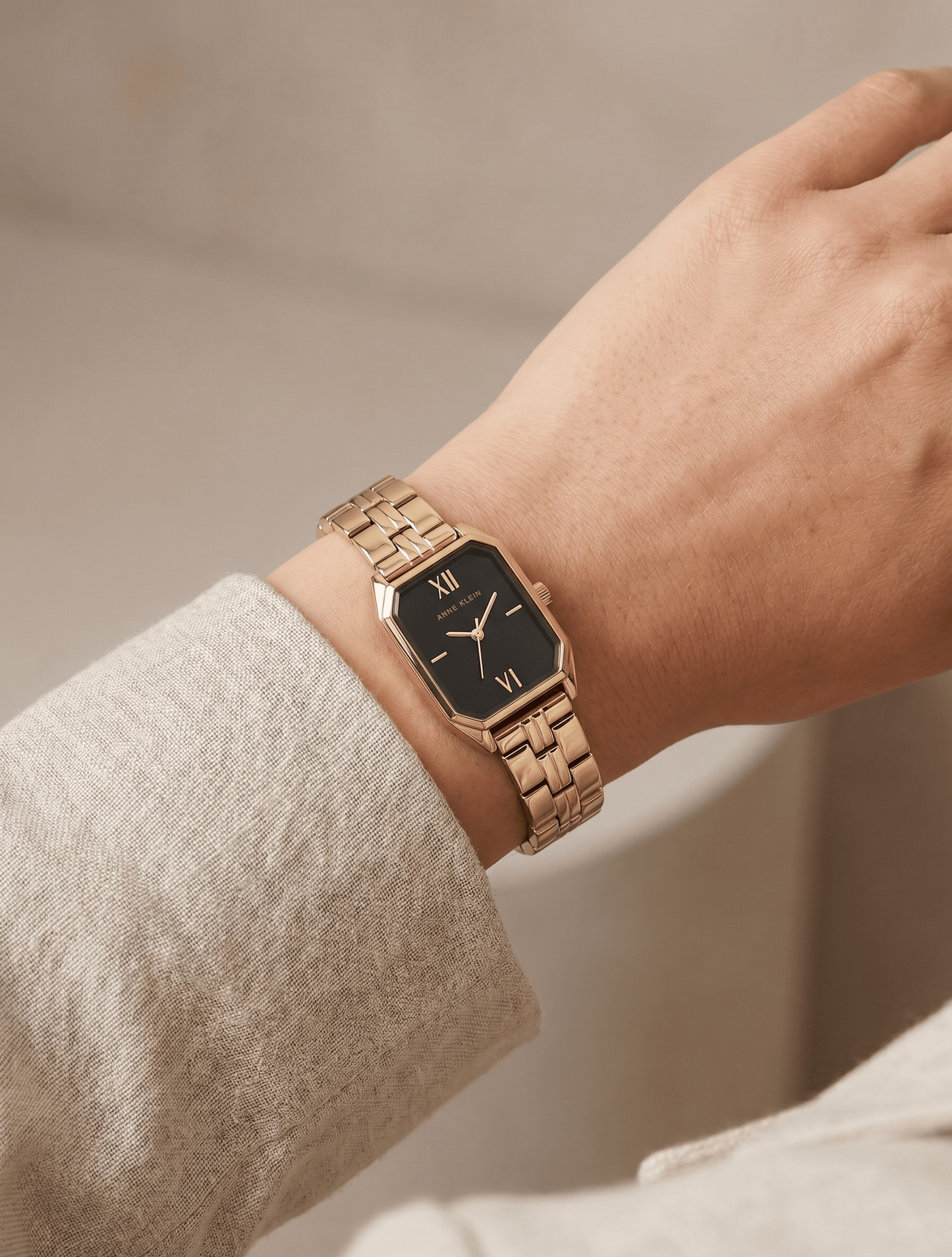 Anne Klein Octagonal Metal Bracelet Watch in Gold-Tone
