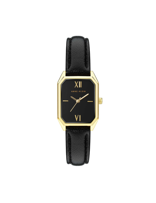 Anne Klein Octagonal Leather Strap Watch