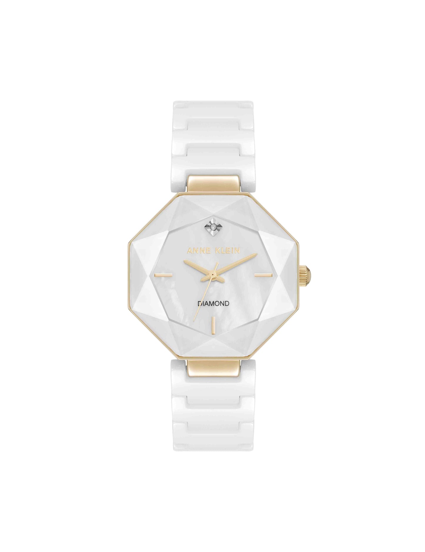 Anne Klein Octagonal Ceramic Diamond Dial Bracelet Watch