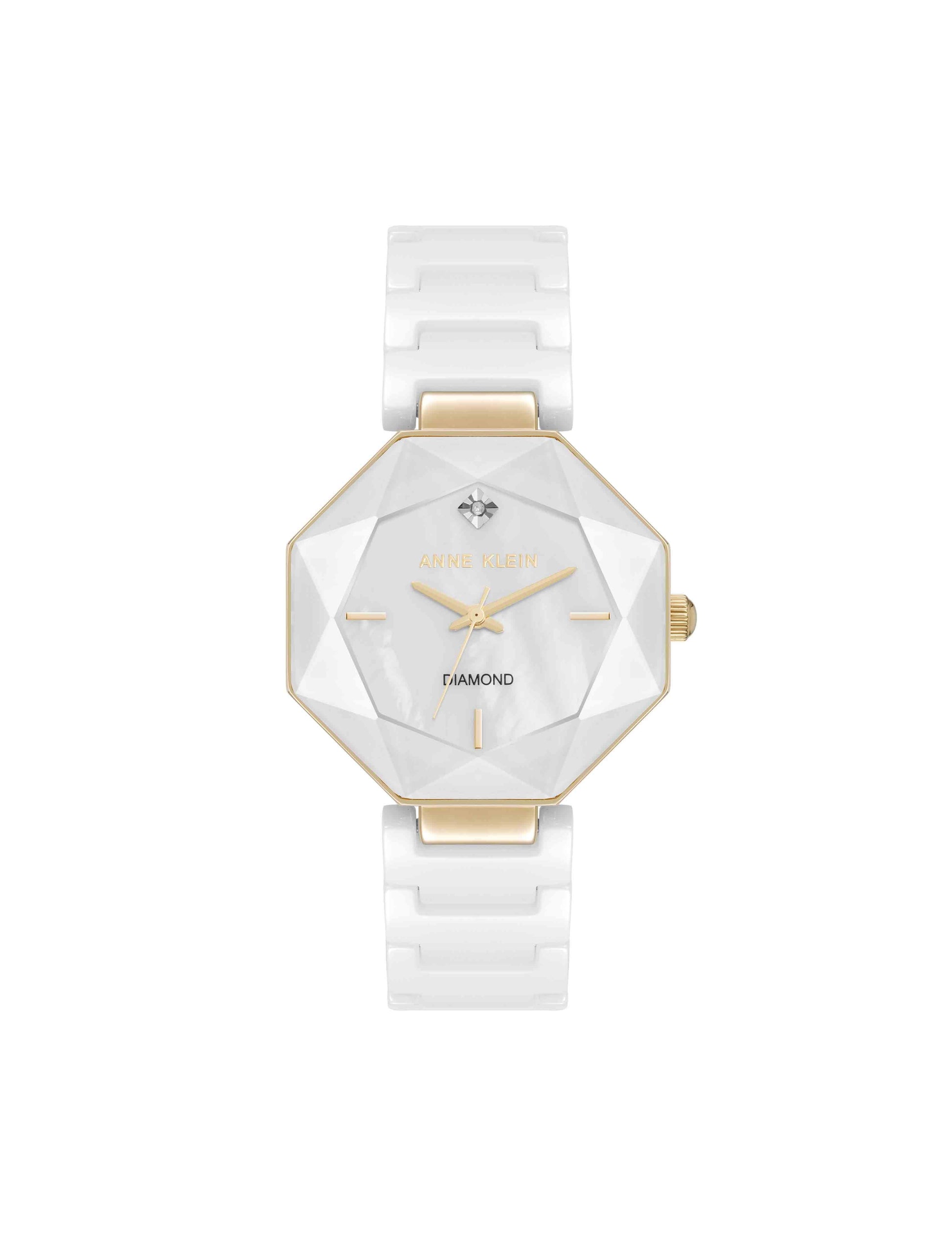 Anne Klein Octagonal Ceramic Diamond Dial Bracelet Watch