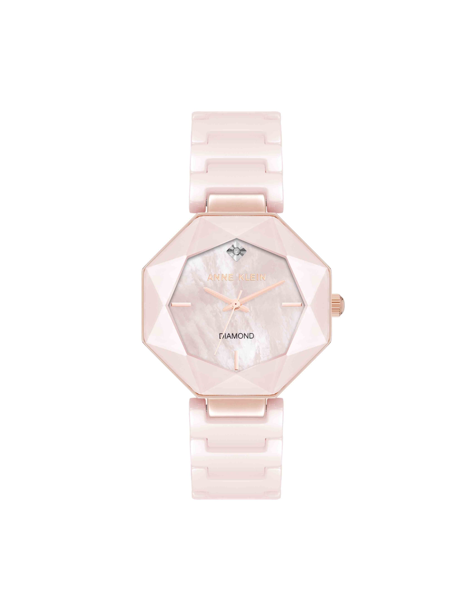 Anne Klein Octagonal Ceramic Diamond Dial Bracelet Watch