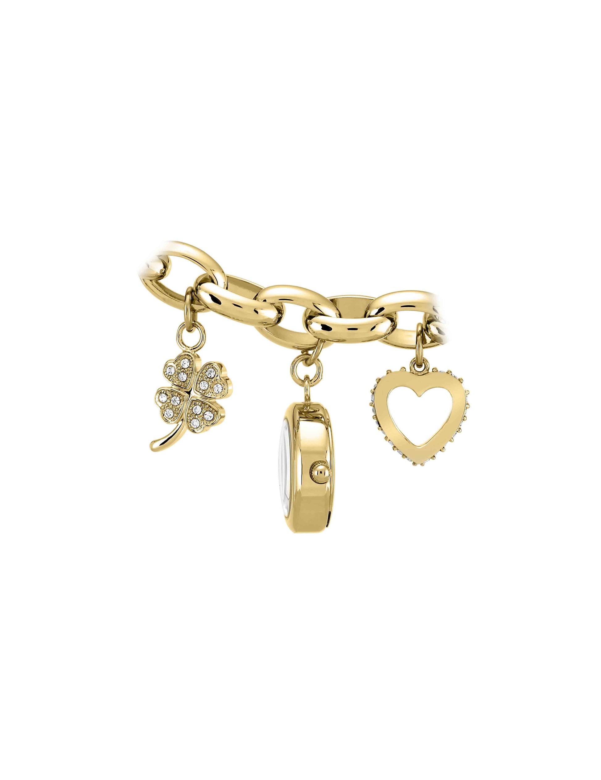 Anne Klein Crystal Charm Bracelet Watch in Gold-Tone