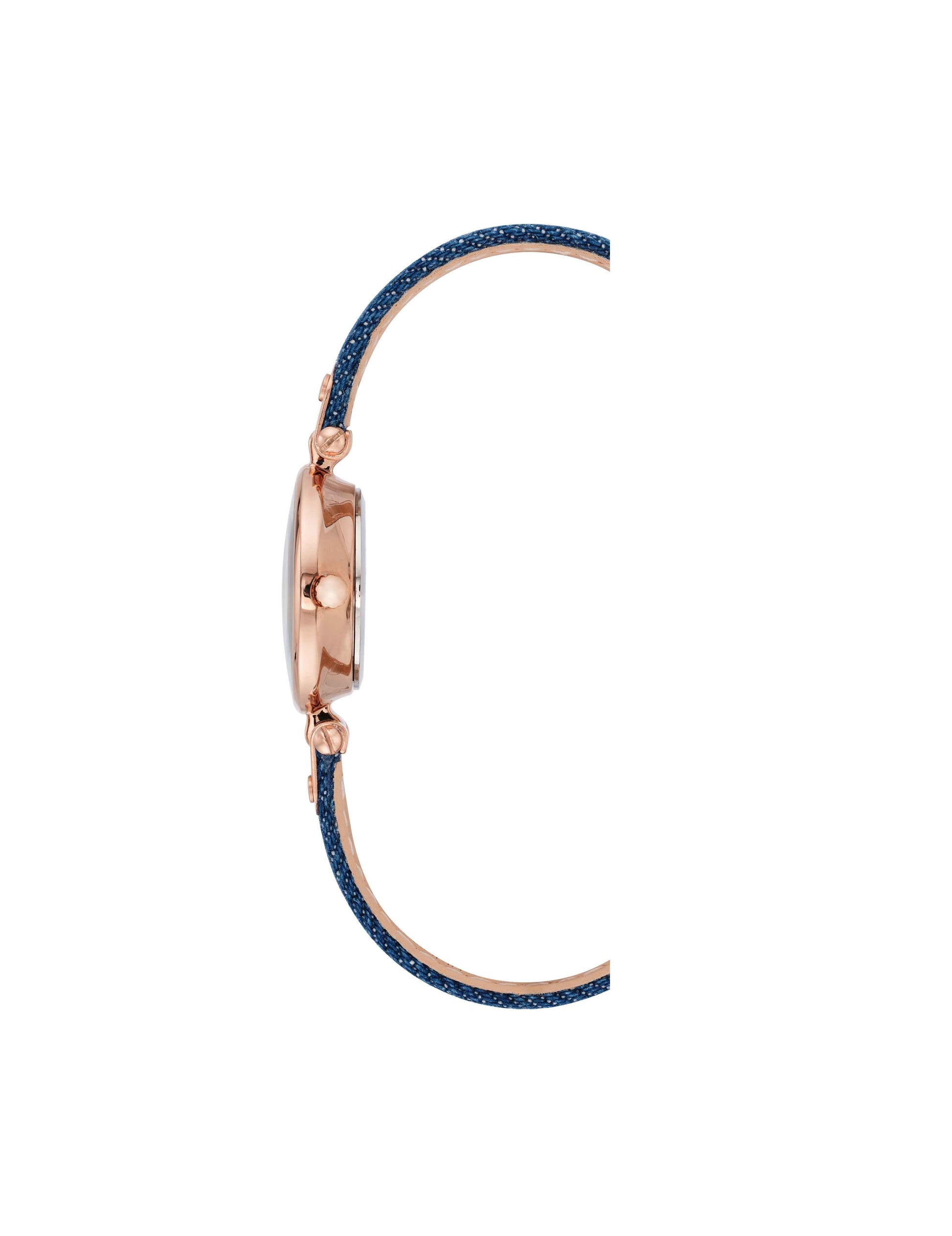 Anne Klein Denim Strap Watch with Rose Gold Case