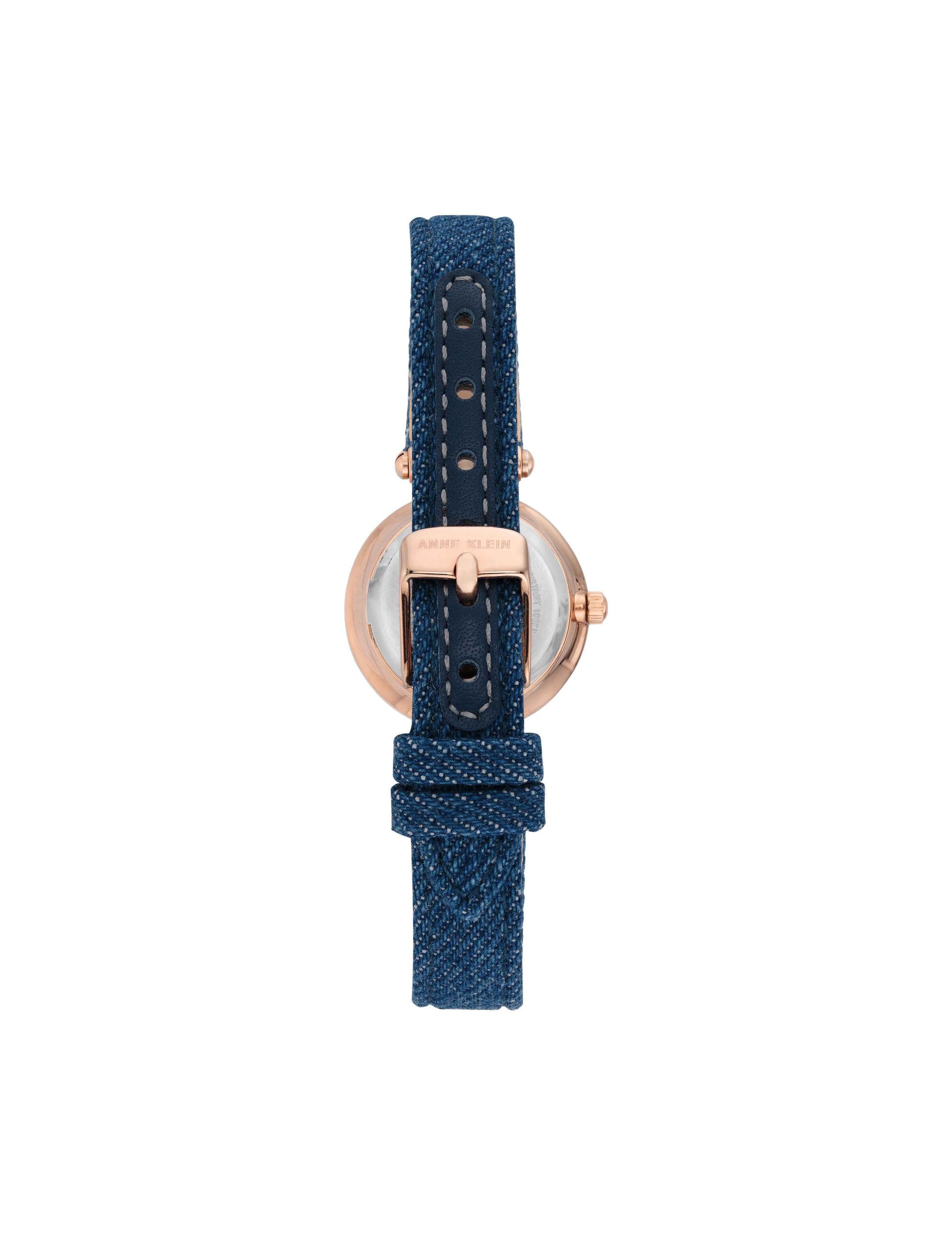 Anne Klein Denim Strap Watch with Rose Gold Case
