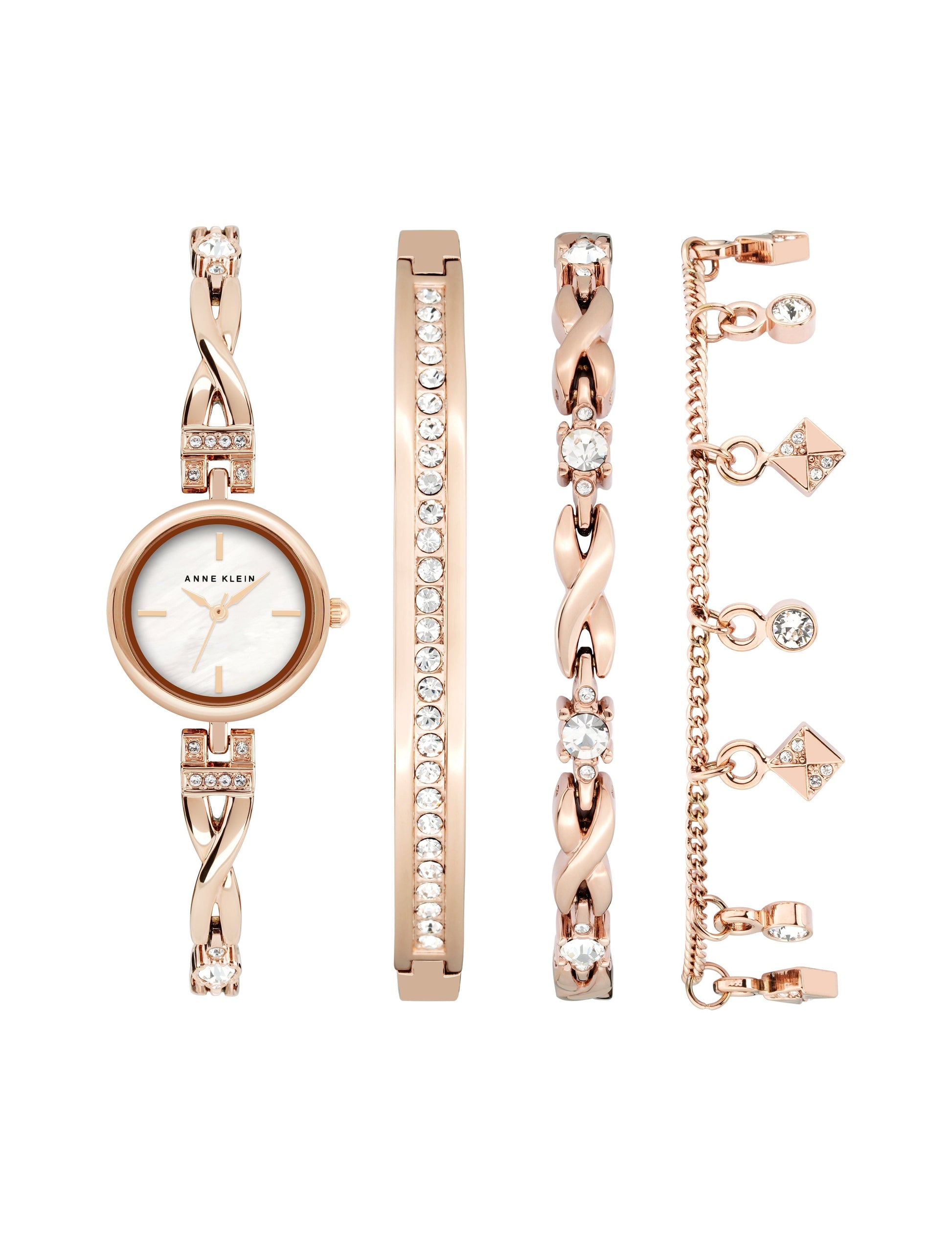 Anne Klein Crystal Accented Watch & Bracelet Set