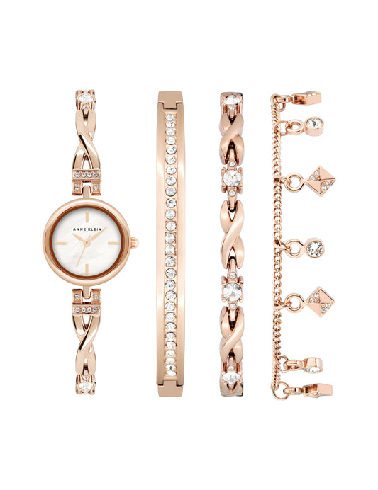 Anne Klein Crystal Accented Watch & Bracelet Set