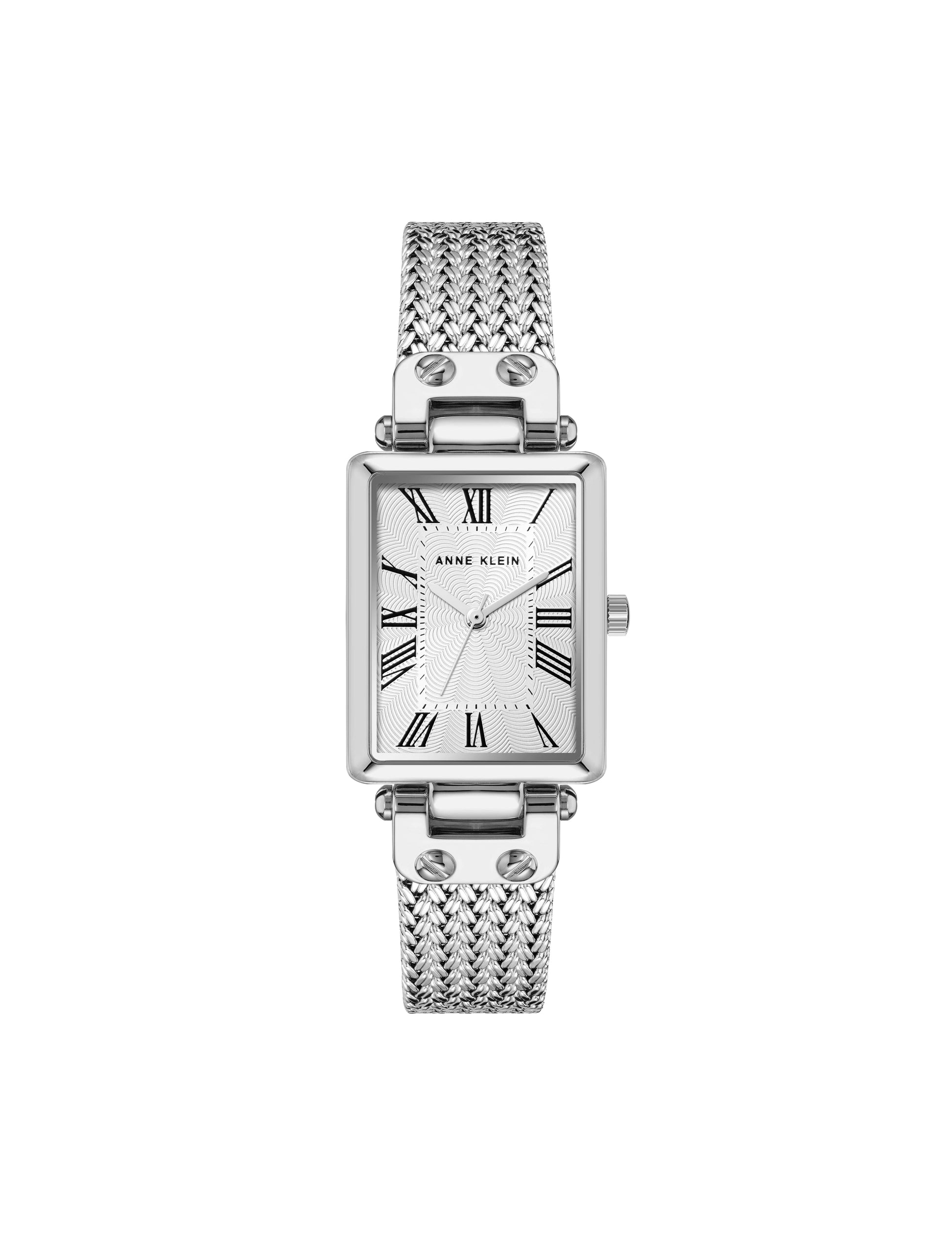 Anne Klein Rectangular Case Mesh Bracelet Watch
