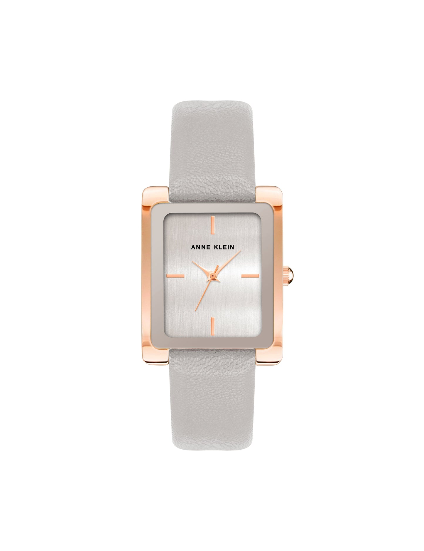 Anne Klein Rectangular Leather Strap Watch