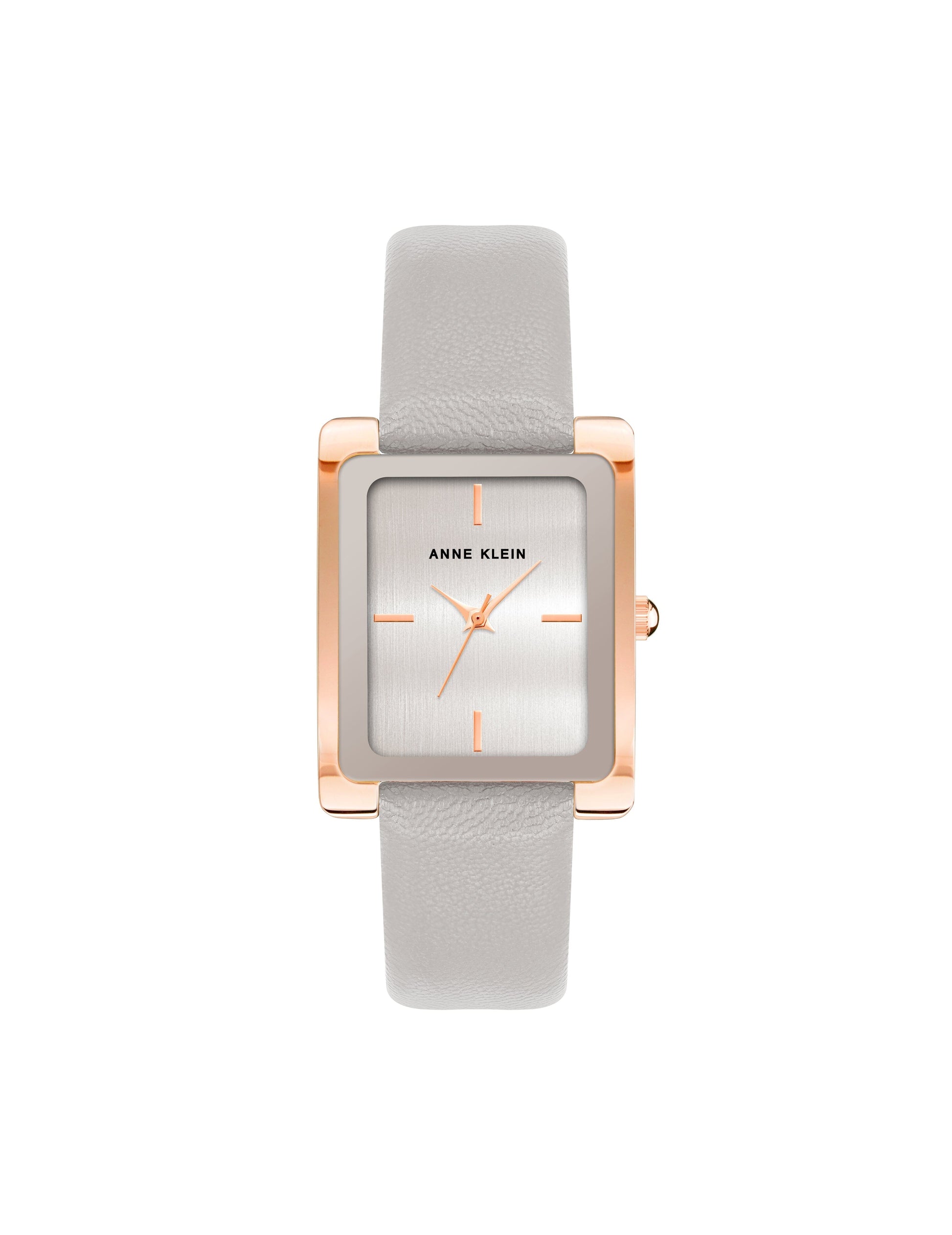 Anne Klein Rectangular Leather Strap Watch