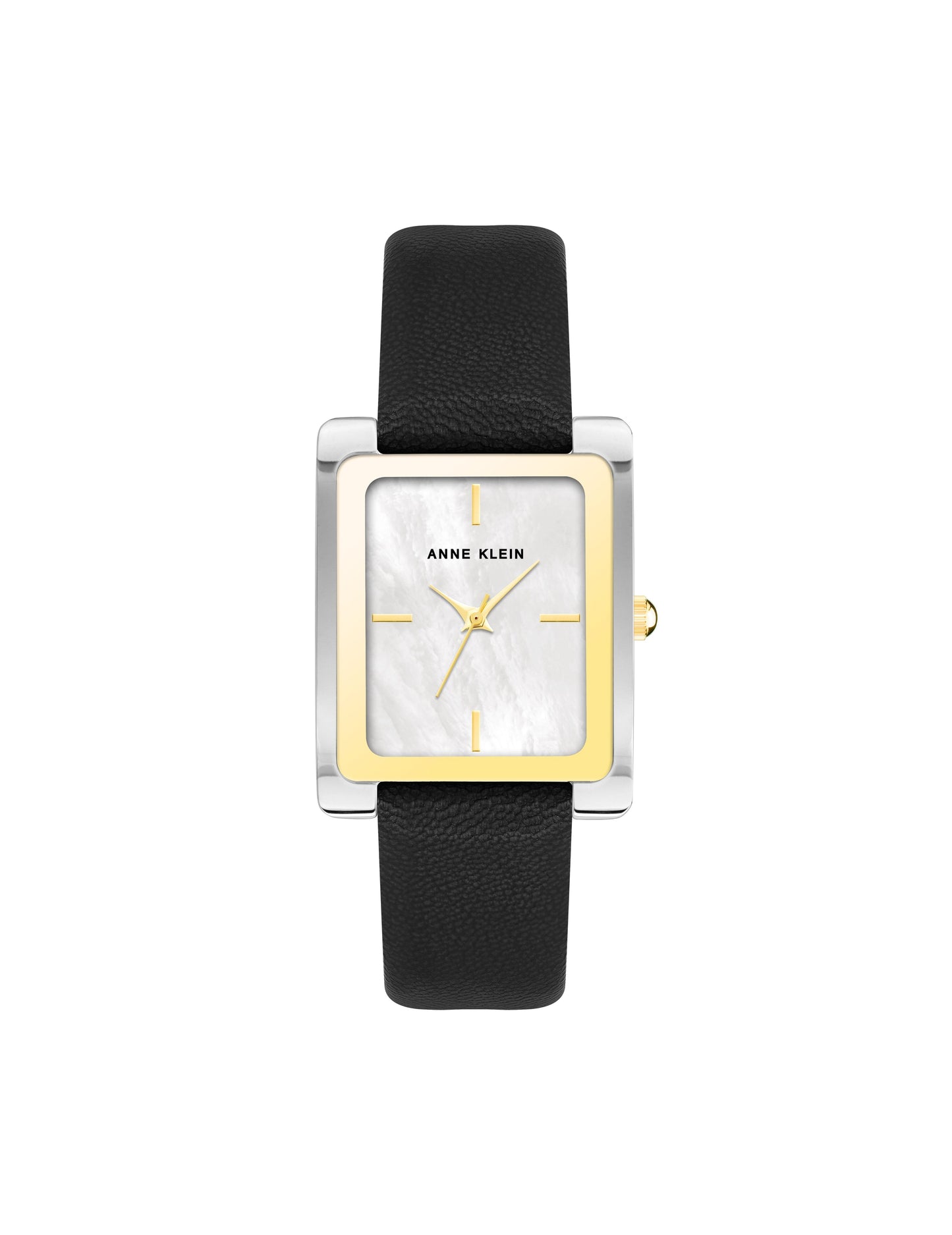 Anne Klein Rectangular Leather Strap Watch