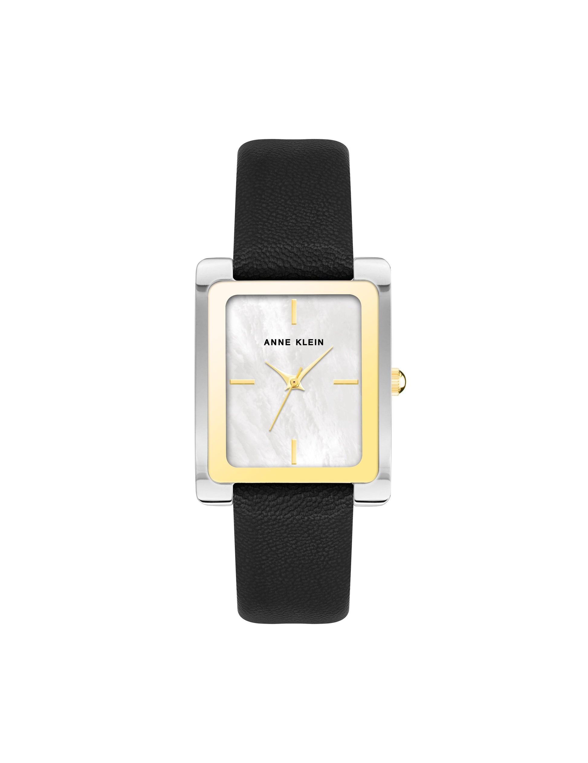 Anne Klein Rectangular Leather Strap Watch