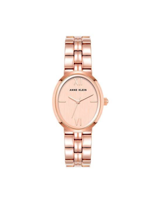 Anne Klein Minimalist Oval Case Watch in Rose Gold