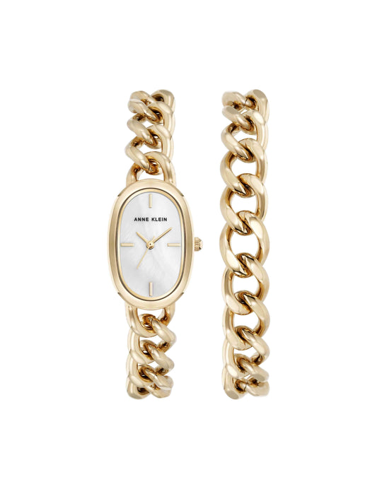 Anne Klein Chain Watch and Bracelet Set