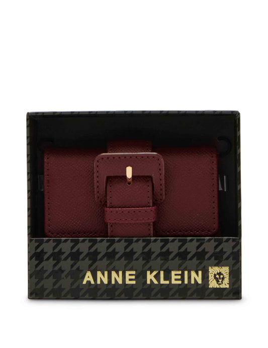 Anne Klein Covered Buckle Flap Wallet Gift Set, New Bordeaux