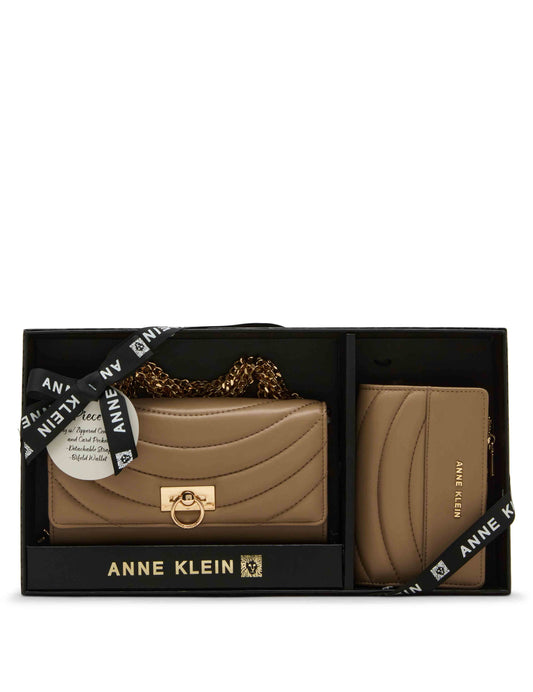 Anne Klein 2 Piece Gift Set with Flap Crossbody and Bifold Wallet