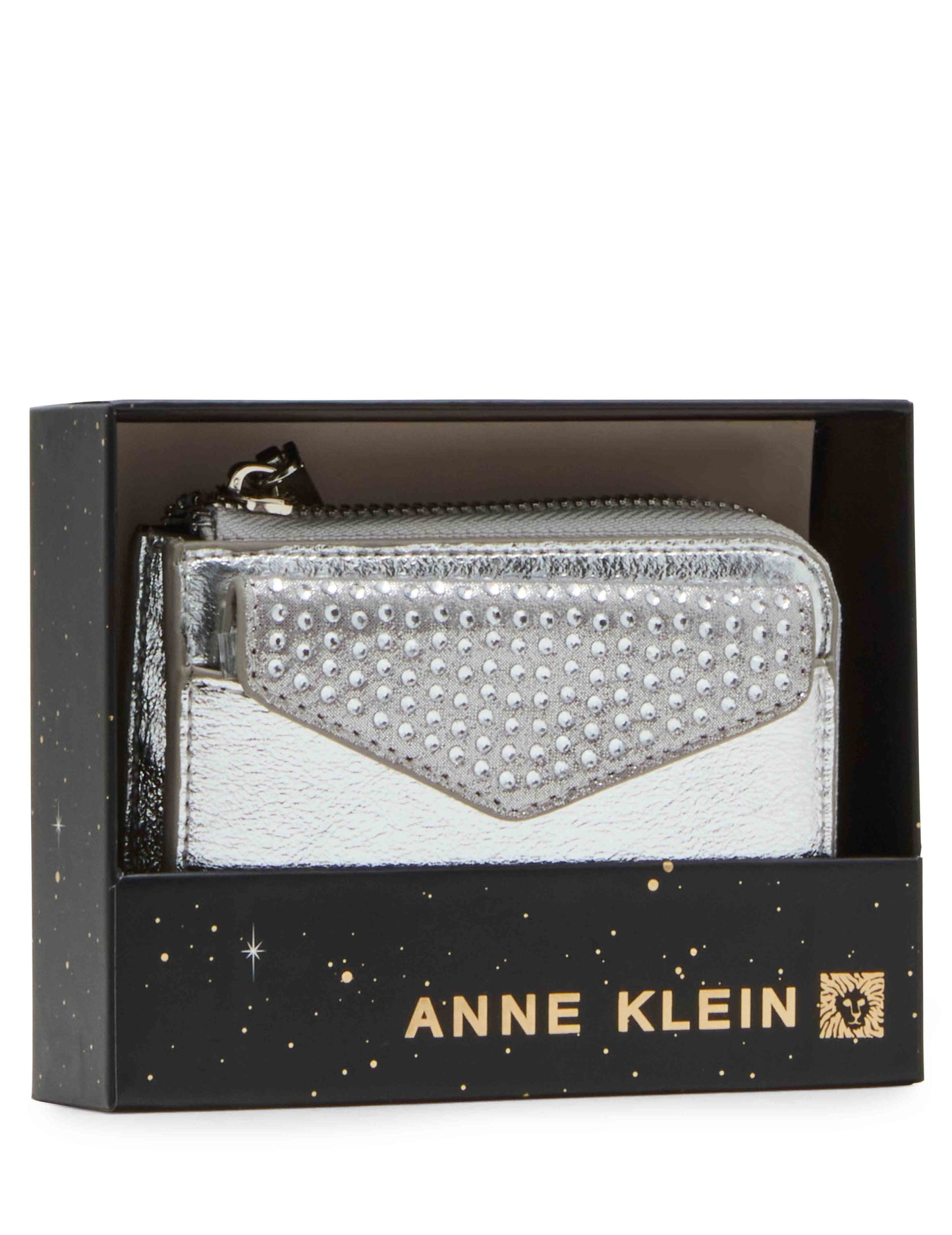 Anne Klein 2 Piece Envelope Flap Curved Wallet With Rhinestones