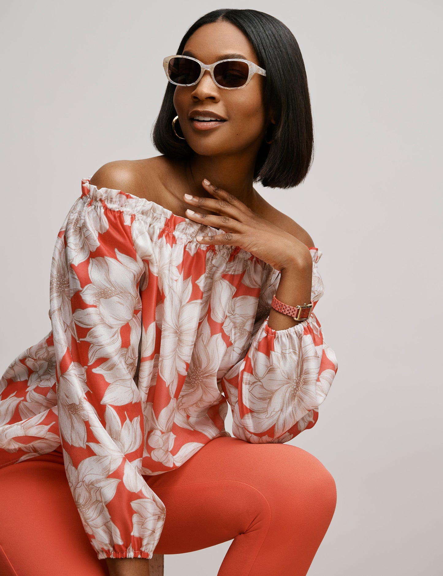 Anne Klein Narrow Rounded Rectangle Sunglasses