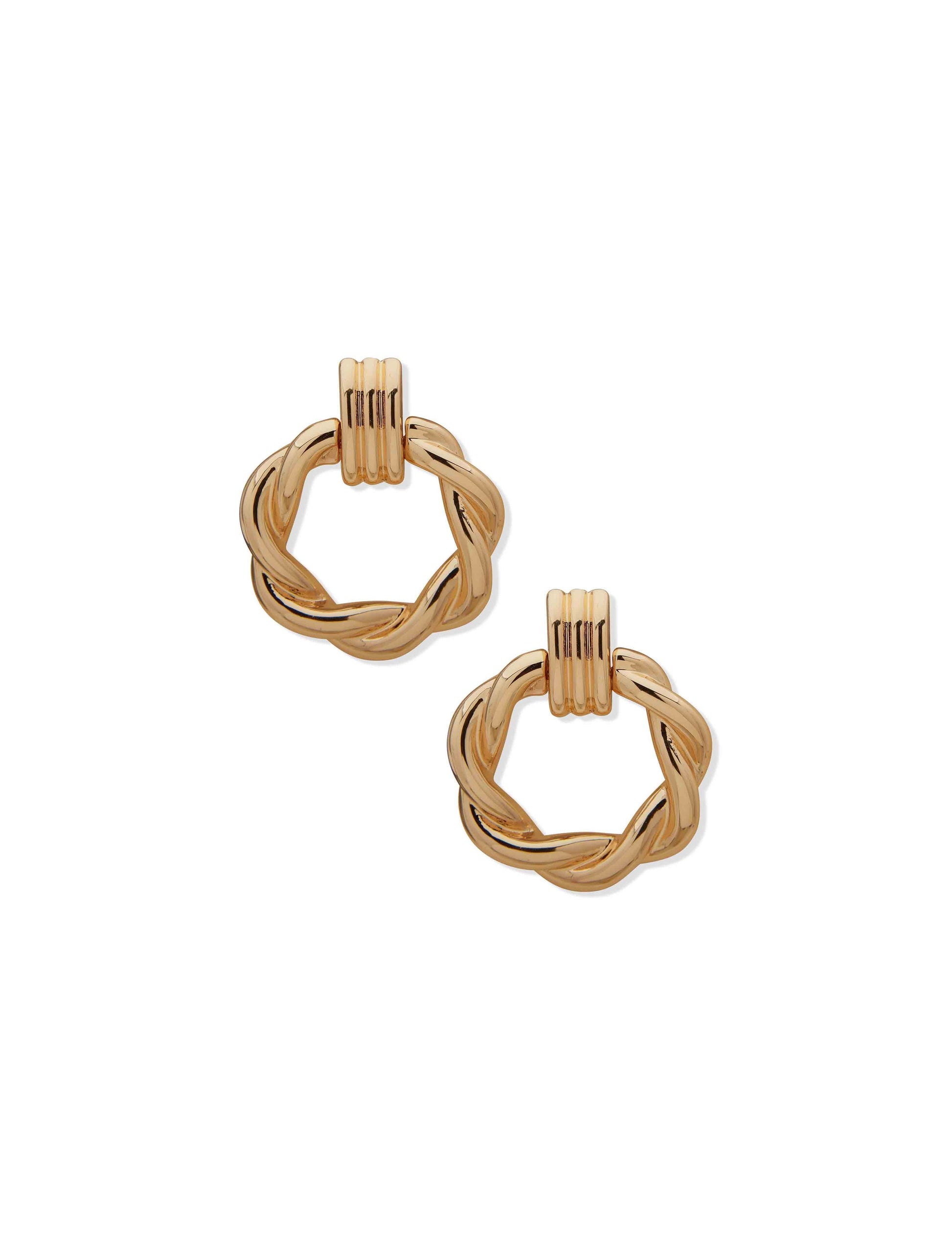 Anne Klein Clip-On Doorknocker Twist Earrings