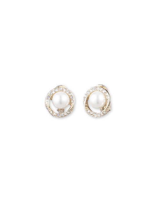 Anne Klein Pave Halo Twist Button Clip On Earrings