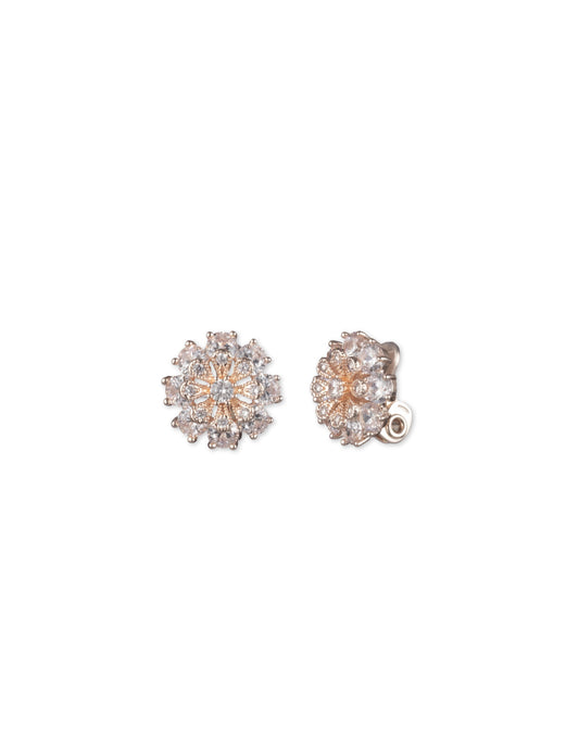 Anne Klein CZ Flower Clip-On Earrings in Rose Gold