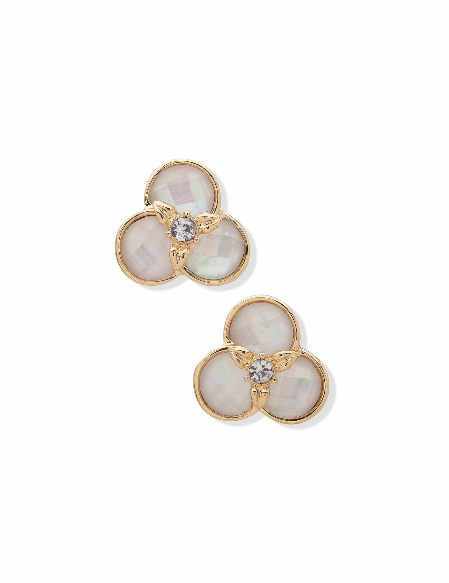 Anne Klein Anne Klein Gold-Tone Flower Button Clip Earrings