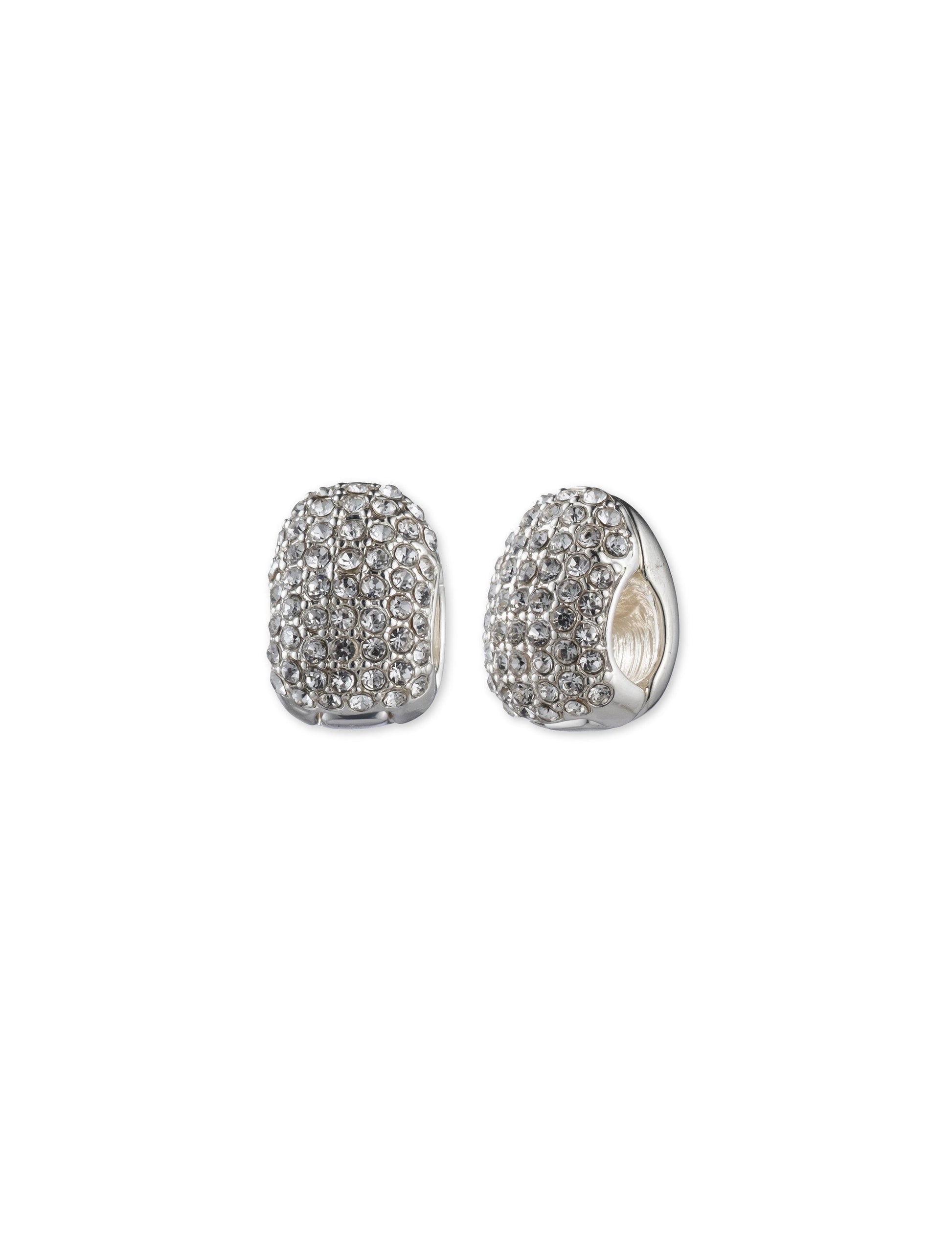 Anne Klein Crystal Halo Clip Earrings, Silver-Tone