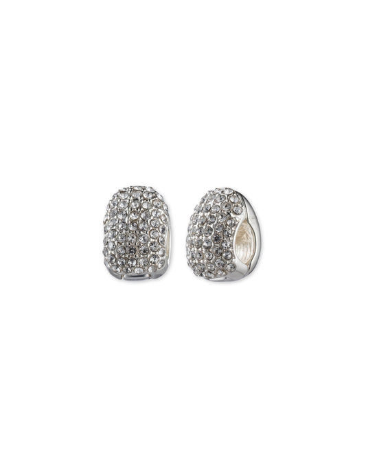 Anne Klein Crystal Halo Clip Earrings, Silver-Tone