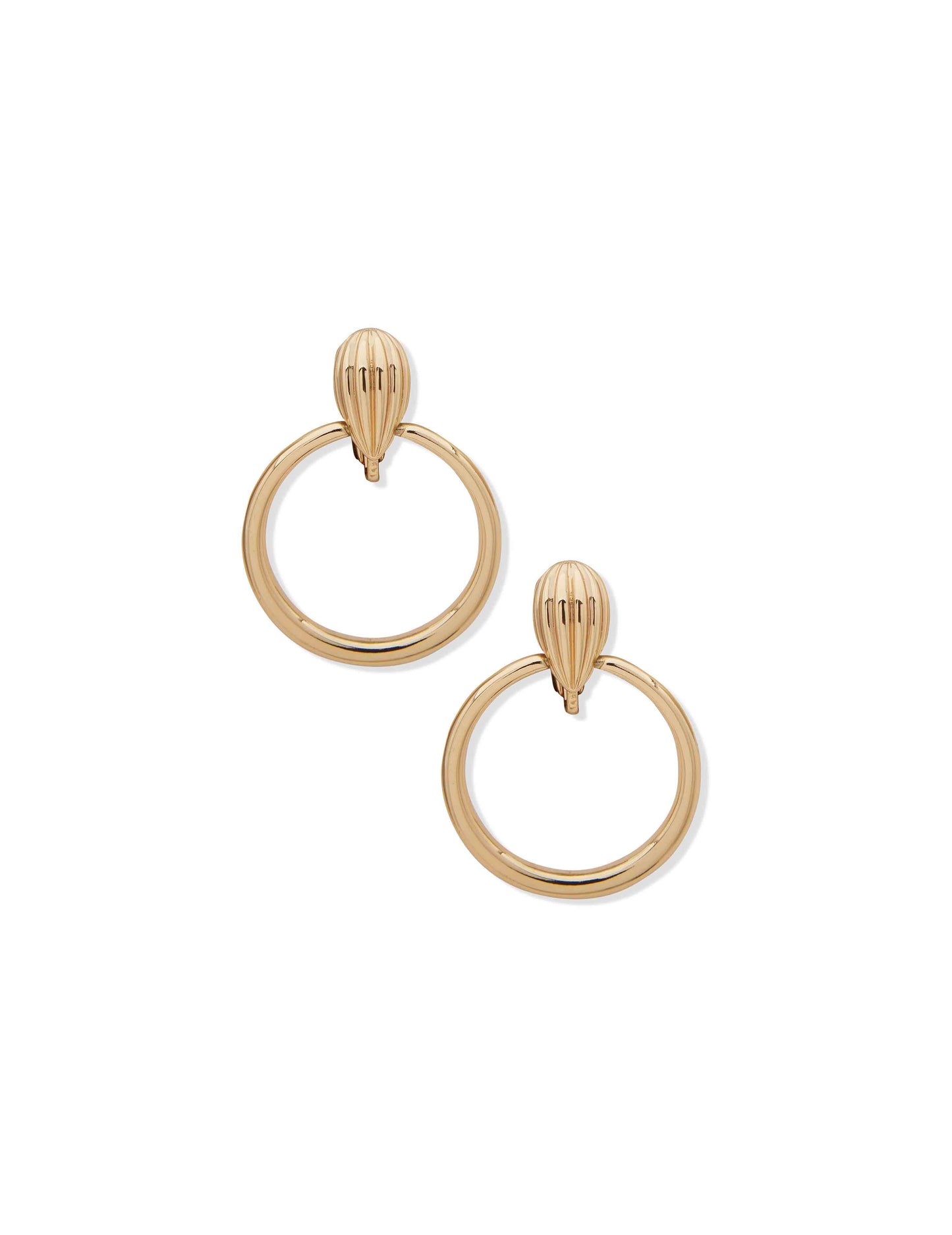Anne Klein Fluted Hoop Clip Earrings