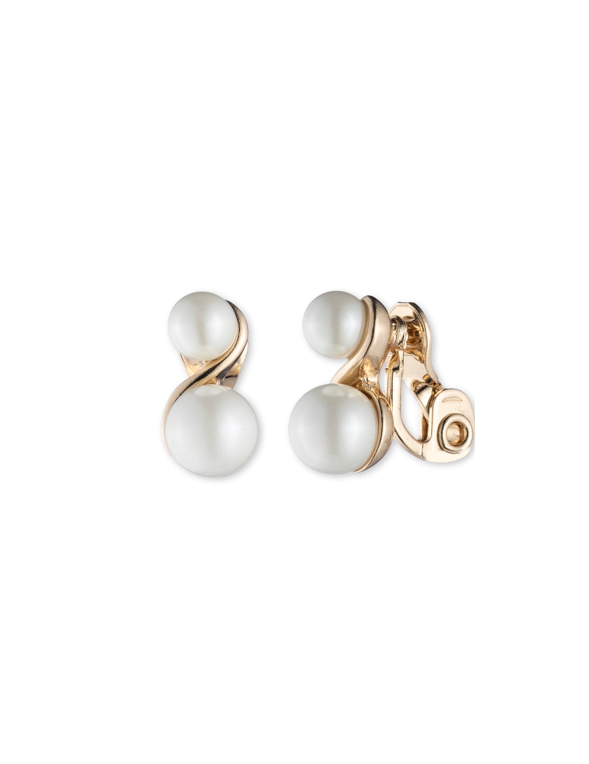 Anne Klein Faux Pearl Clip Earrings, Gold-Tone
