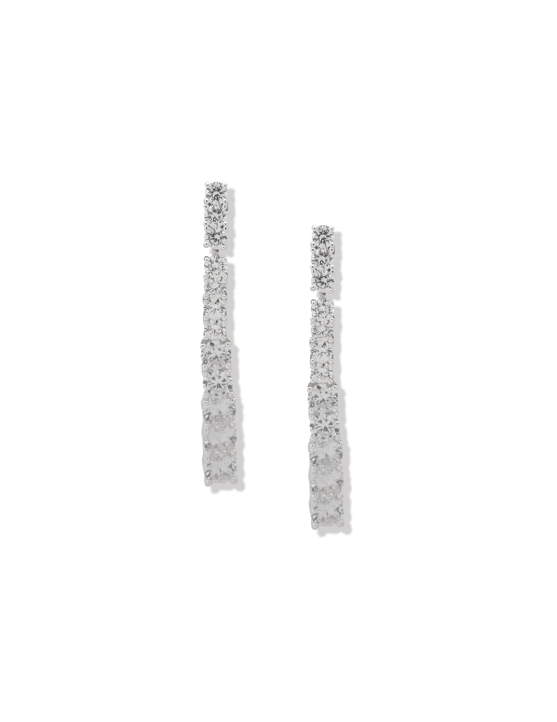 Anne Klein Silver Prong Round Stone Linear Earrings