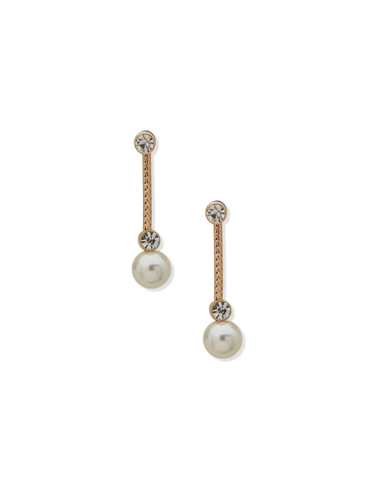 Anne Klein Faux Pearl Linear Drop Earrings