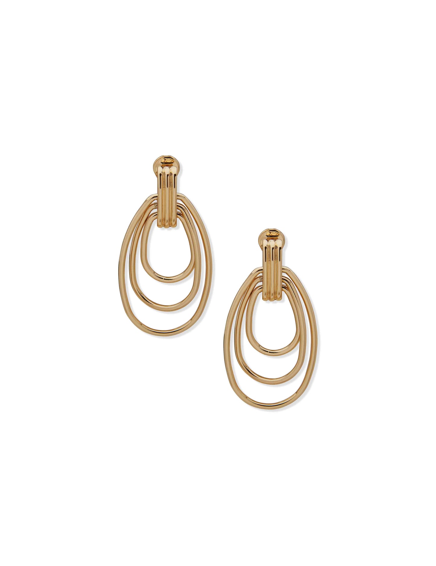 Anne Klein Three-Row Doorknocker Drop Earrings