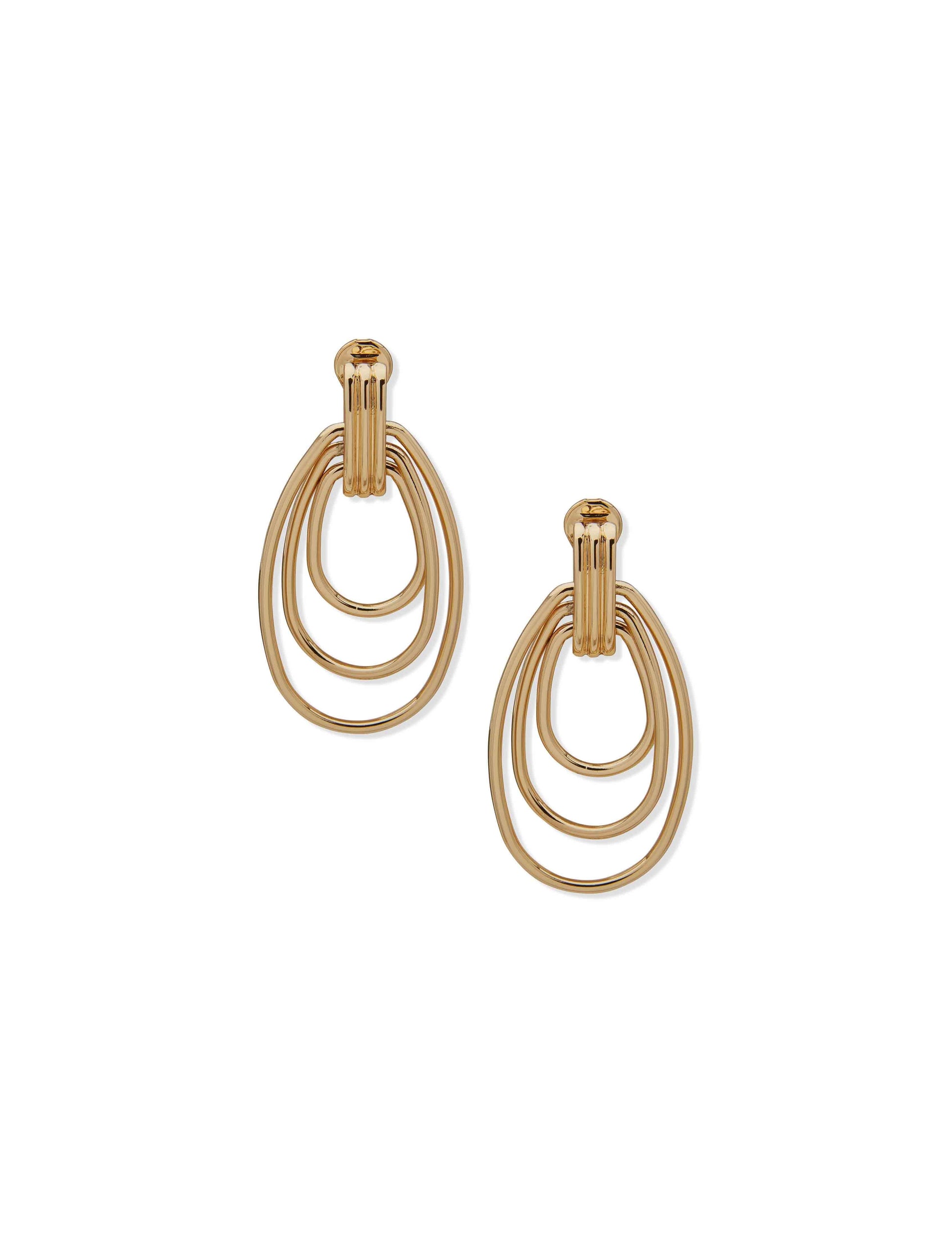 Anne Klein Three-Row Doorknocker Drop Earrings