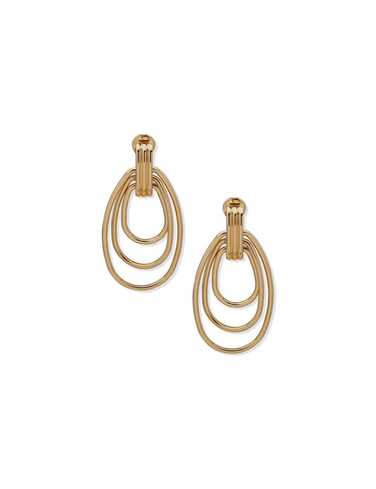 Anne Klein Three-Row Doorknocker Drop Earrings