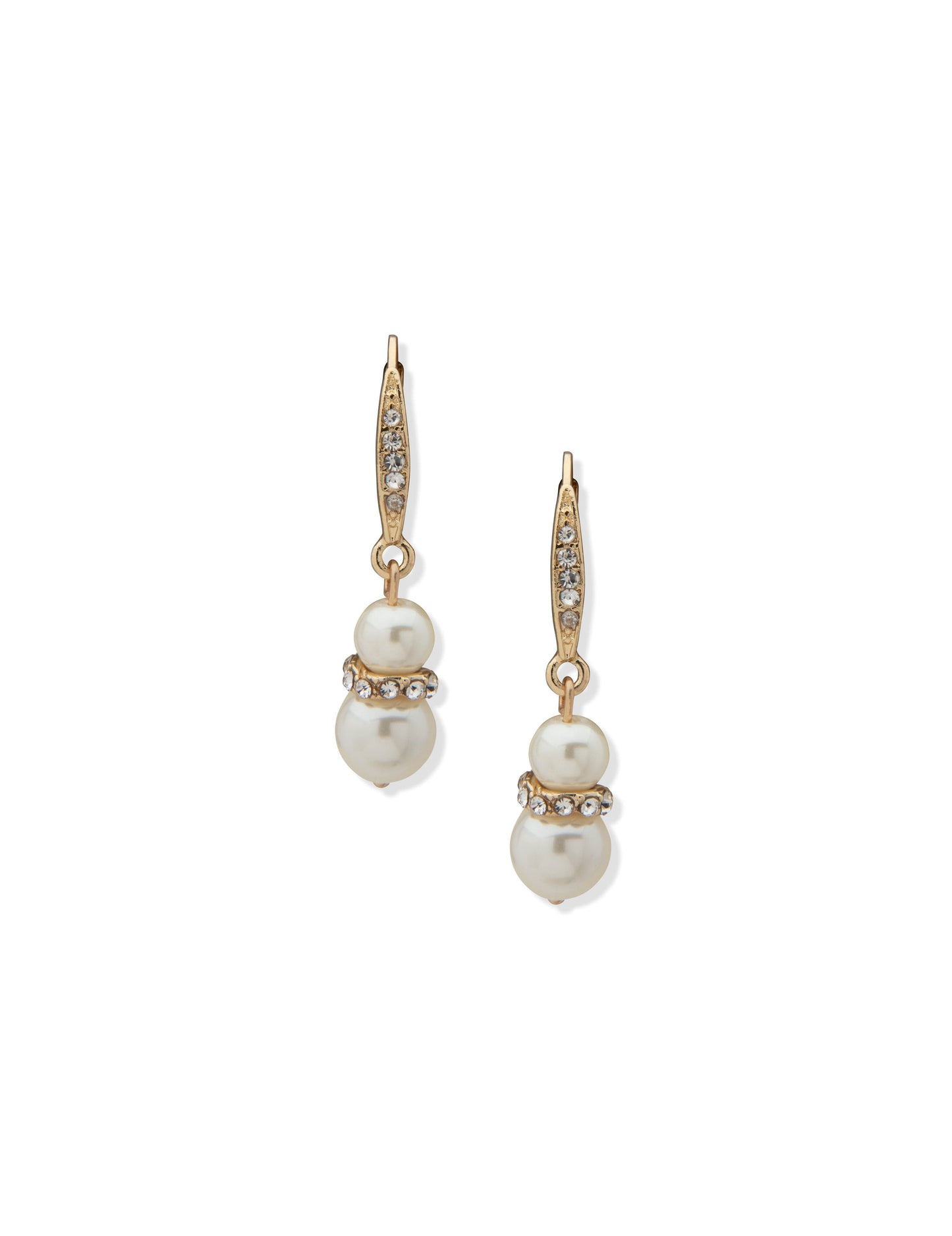 Anne Klein Pearl Double Drop Earrings in Gold-Tone
